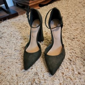 Dark Olive green ankle strap heels